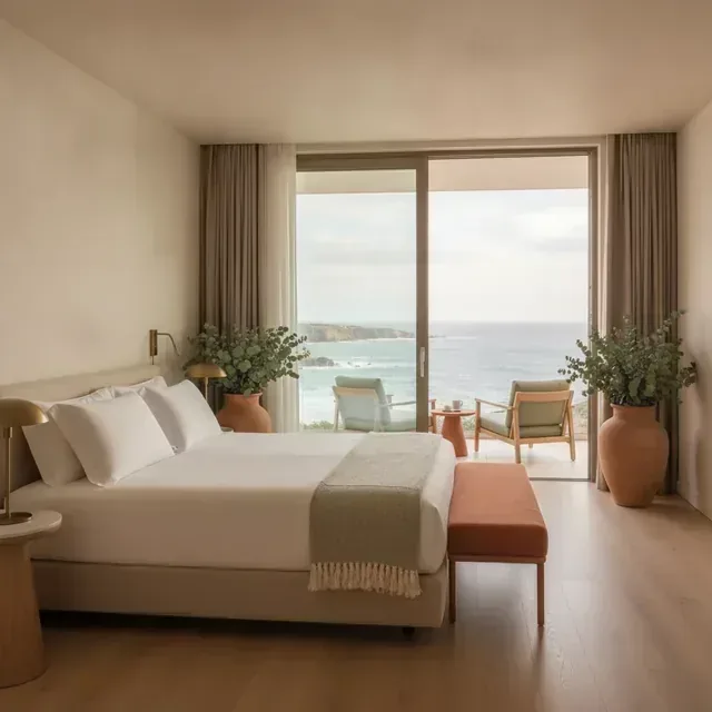 Suite Arriba com sala de estar separada e vista mar